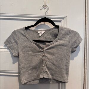 Stylish Gray Button-Up Crop Top